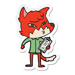 sticker of a clever cartoon fox