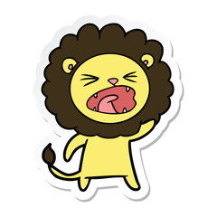 sticker of a cartoon angry lion