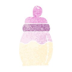 quirky retro illustration style cartoon baby milk bottle