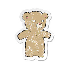 retro distressed sticker of a cartoon teddy bear