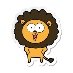 sticker of a happy cartoon lion