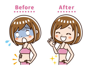 お腹ぽっこり　ビフォーアフター