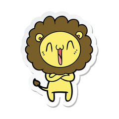sticker of a happy cartoon lion