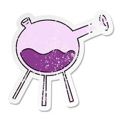 distressed sticker cartoon doodle of a science test tube