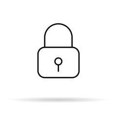 Lock icon witch shadow. Minimalism style. Isolated object. Vector illustration. Outline sketch. Image of thin lines. EPS 10