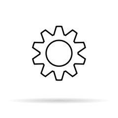Settings gear icon with shadow. Location object icon.Minimalism style. Vector illustration. Outline sketch. image of thin lines. EPS 10