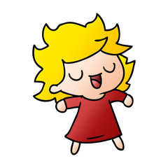 gradient cartoon of cute kawaii girl