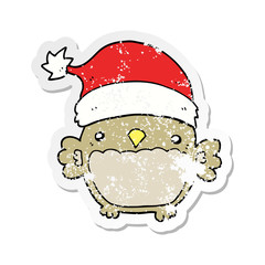 distressed sticker of a cute christmas owl
