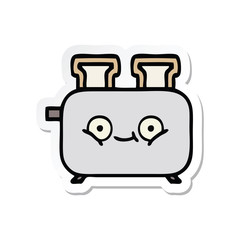 sticker of a cute cartoon of a toaster