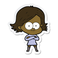 sticker of a happy cartoon girl
