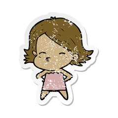 distressed sticker of a cartoon woman