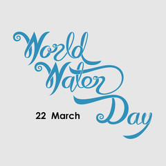 Blue World Water Day Typographical Design Elements.World Water Day icon.March,22.Minimalistic design for World Water Day concept.Vector illustration