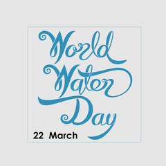 Blue World Water Day Typographical Design Elements.World Water Day icon.March,22.Minimalistic design for World Water Day concept.Vector illustration