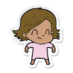 sticker of a cartoon friendly girl