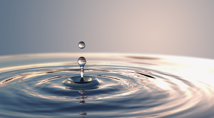 Clear Water drop with circular waves - 255036559