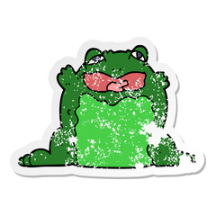 distressed sticker of a cartoon toad