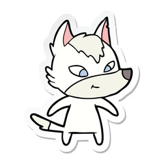 sticker of a friendly cartoon wolf