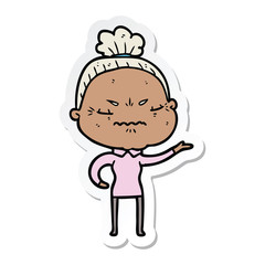 sticker of a cartoon annoyed old lady