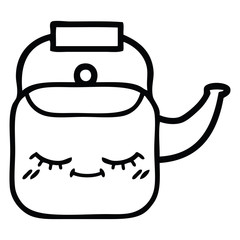 line drawing cartoon kettle