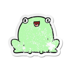 distressed sticker of a cartoon frog