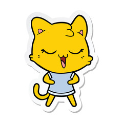 sticker of a happy cartoon cat