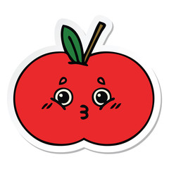 sticker of a cute cartoon red apple