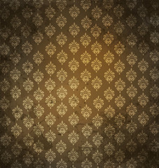 3d illustration graphic background of floral patterns and leaves on a gold cloth material