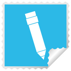quirky square peeling sticker cartoon pencil