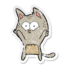 distressed sticker of a cartoon cat