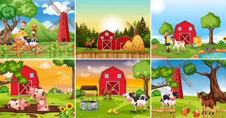 Poster Set of farmland scene © blueringmedia
