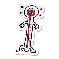 sticker of a cartoon hot thermometer