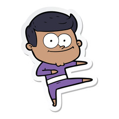 sticker of a cartoon happy man dancing