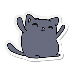 sticker cartoon of cute kawaii cat