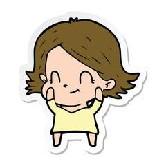 sticker of a cartoon friendly girl