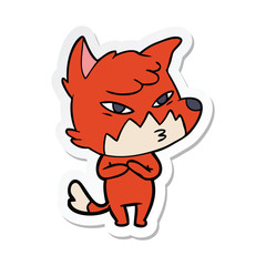 sticker of a clever cartoon fox