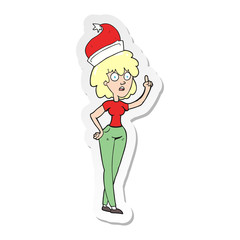 sticker of a cartoon woman wearing santa hat