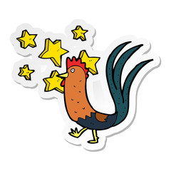 sticker of a cartoon prize cockerel