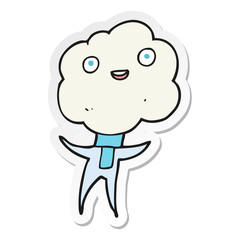sticker of a cute cloud head creature