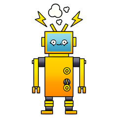 gradient shaded cartoon malfunctioning robot