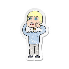 retro distressed sticker of a cartoon secret robot