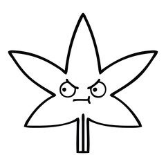 line drawing cartoon marijuana leaf