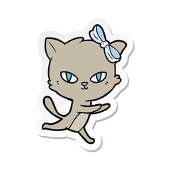 Obraz na płótnie Canvas sticker of a cute cartoon cat running