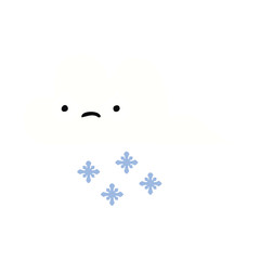 flat color retro cartoon snow cloud