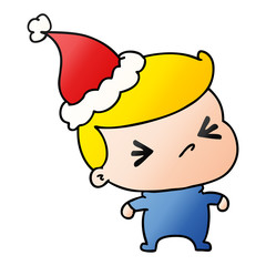 christmas gradient cartoon of kawaii boy