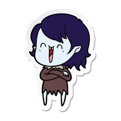 sticker of a cute cartoon happy vampire girl