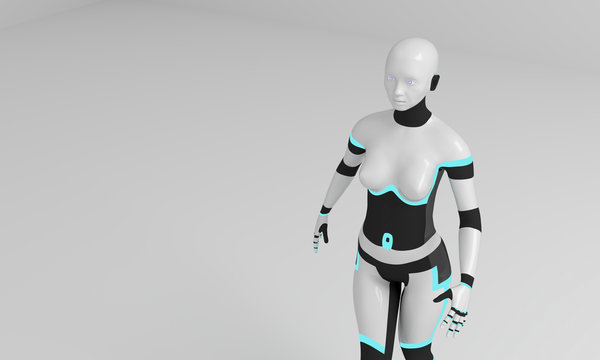 3D illustration of female robot