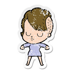 distressed sticker of a cartoon woman