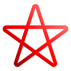 Star symbol icon - red gradient outline, 5 pointed rounded, isolated - vector
