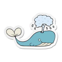 sticker of a cartoon whale spouting water