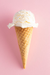 Scoop of Vanilla Ice Cream in a Waffle Cone